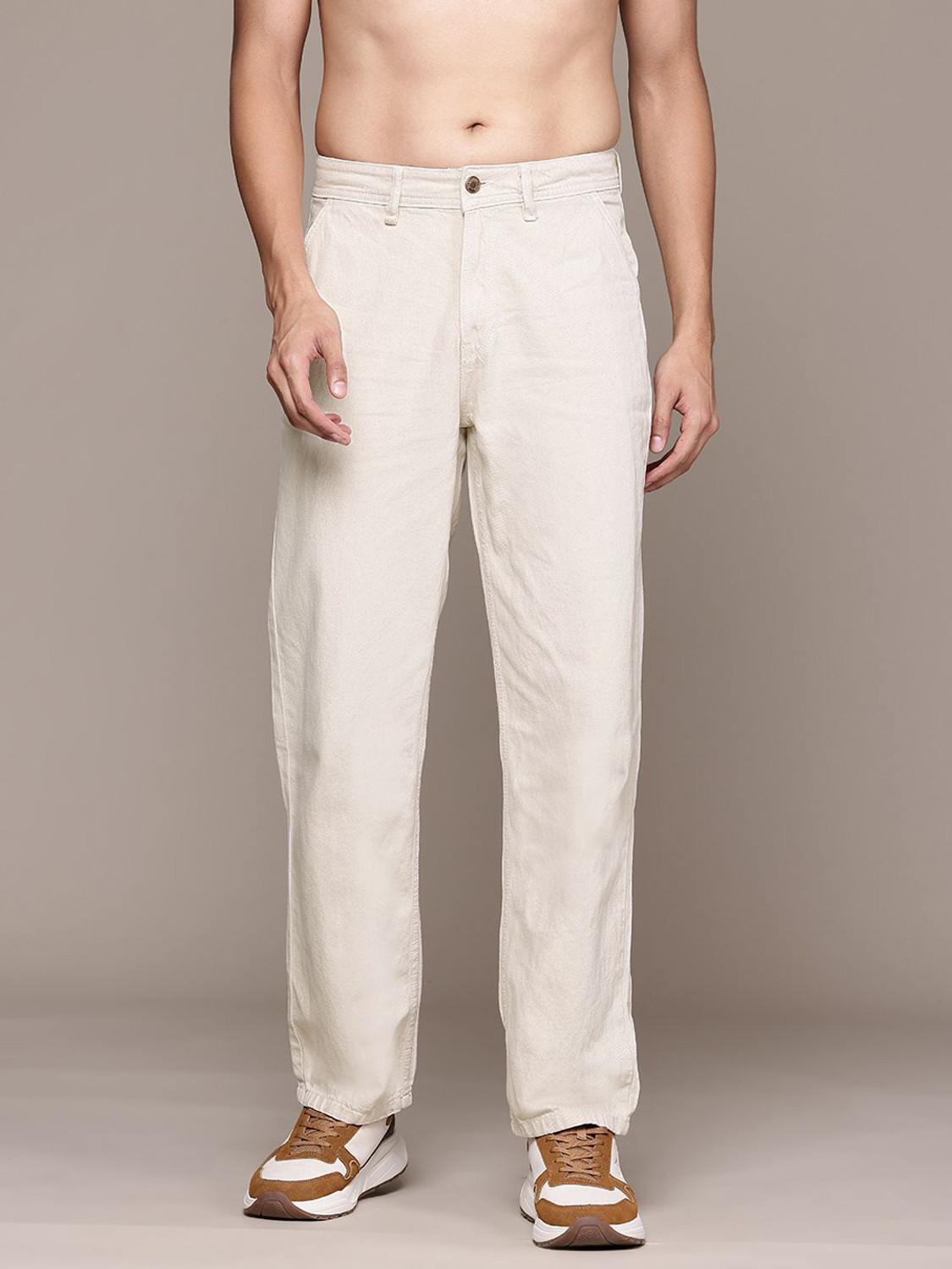 Image of Roadster Straight Fit Men White Jeans