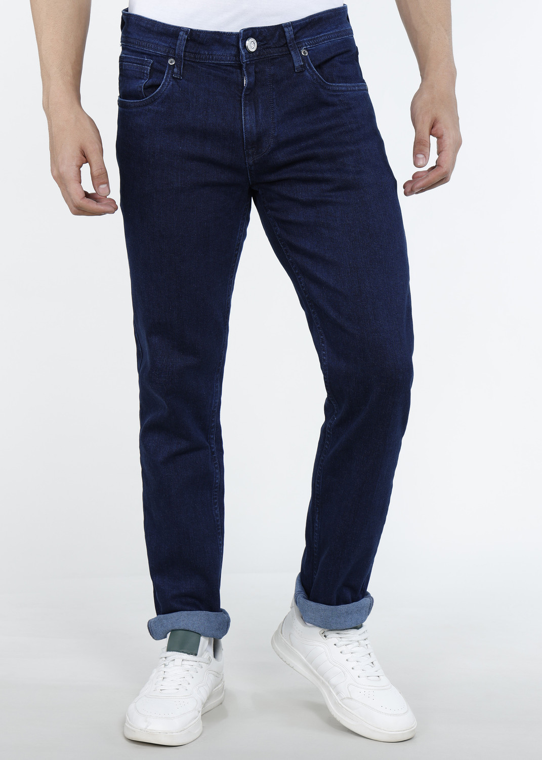 Image of INTEGRITI Men Slim Mid Rise Dark Blue Jeans