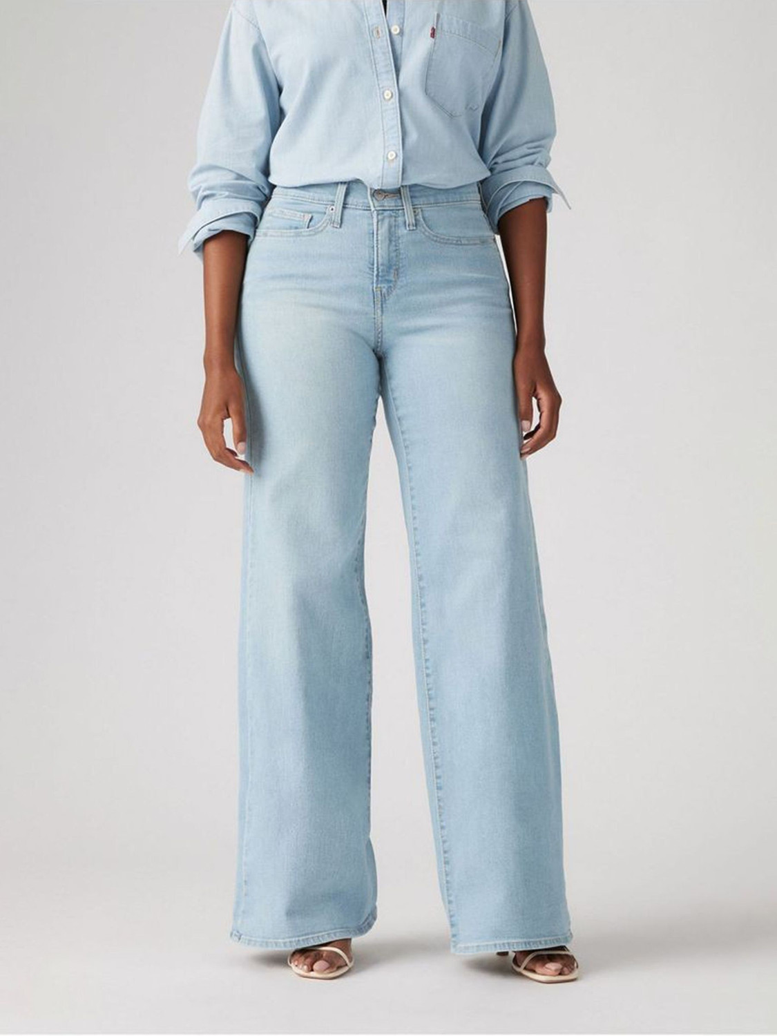 Image of KOTTY Wide Leg Women Blue Jeans