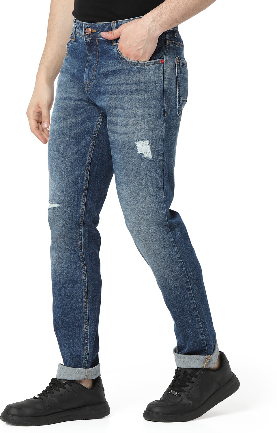 Image of Spykar Men Slim Low Rise Blue Jeans