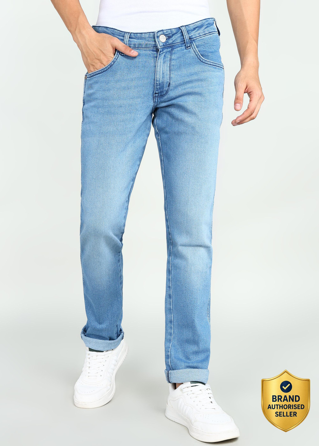 Image of Wrangler Slim Men Blue Jeans