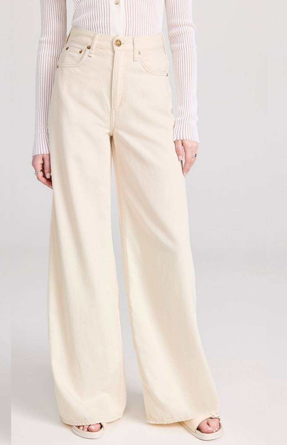 YAMEETINDIA Wide Leg Beige Jeans - Image 1