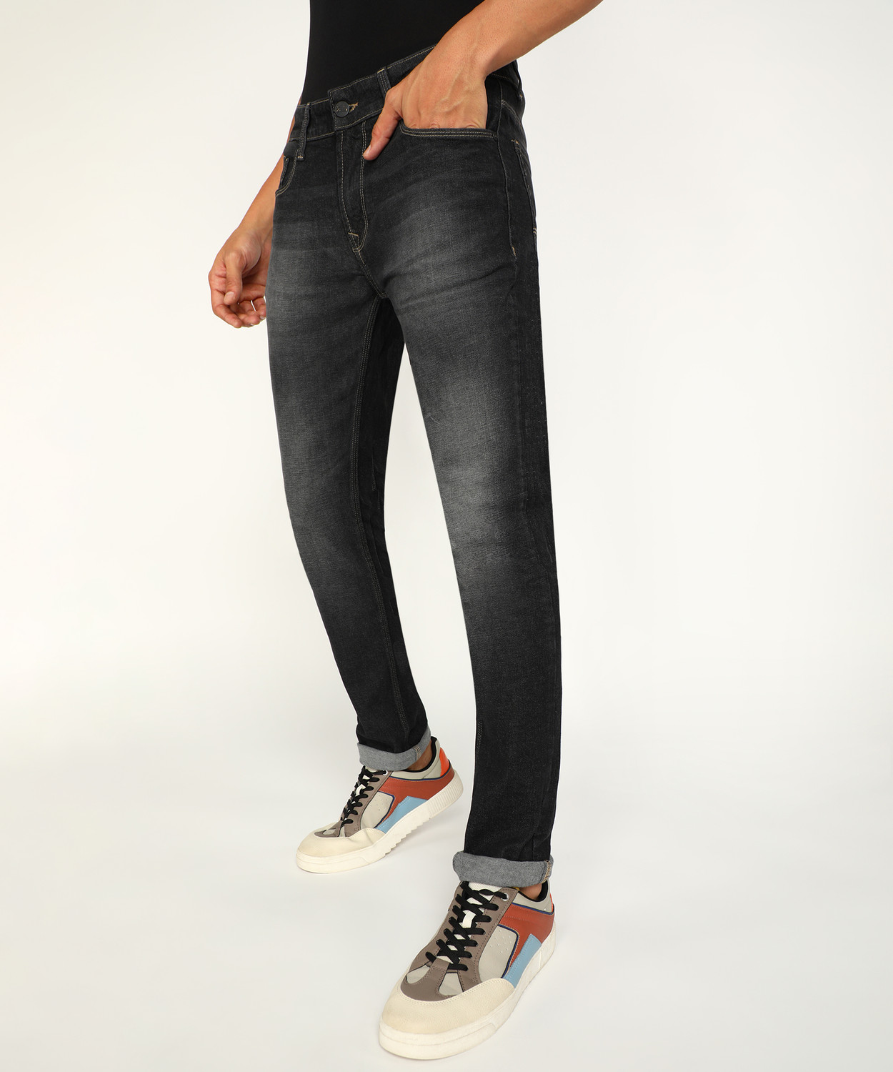 Image of Spykar Slim Men Black Jeans