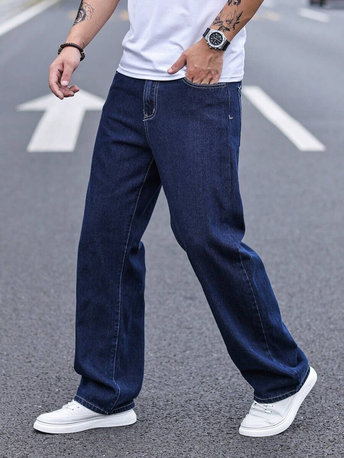 Image of DENIM LOOK Relaxed Fit Men Dark Blue Jeans