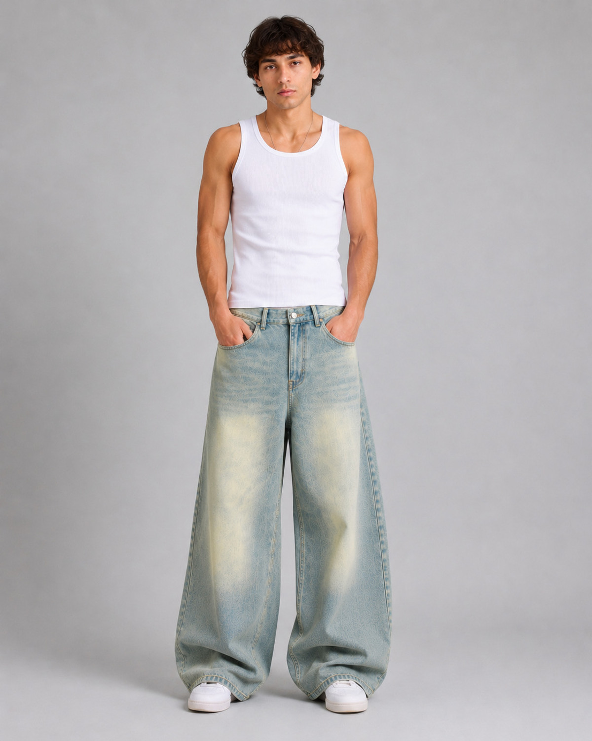 Image of DAHZ Baggy Fit Men Blue Jeans