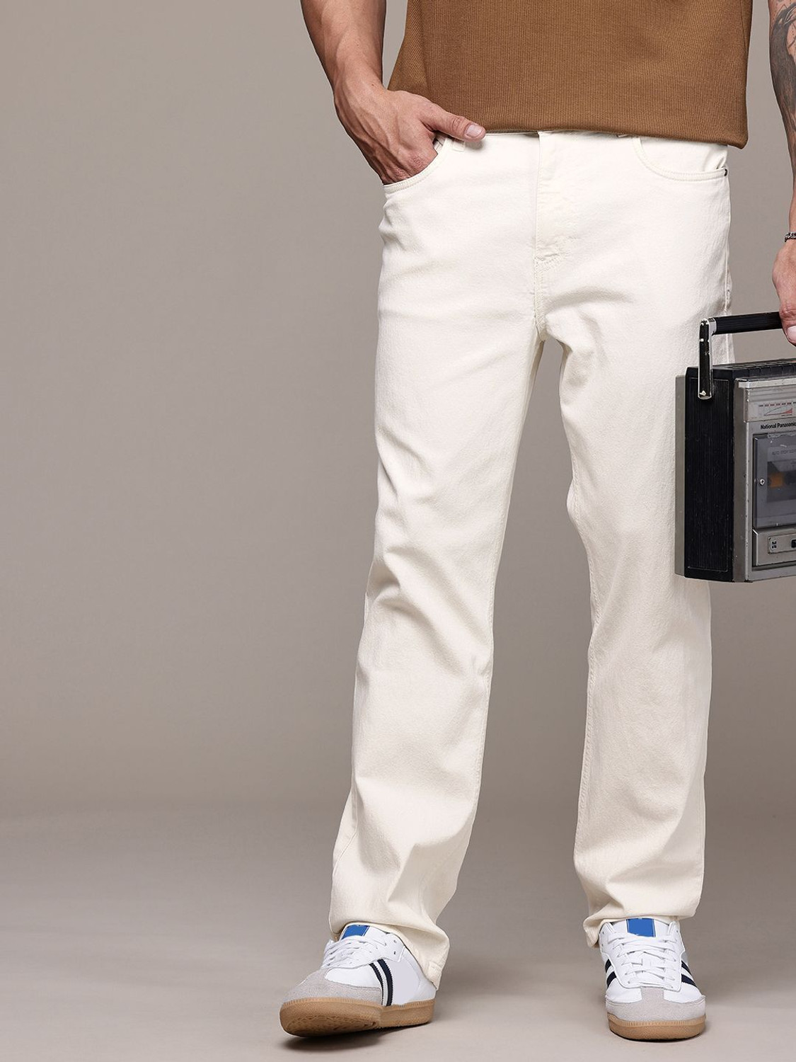 Image of Roadster Straight Fit Men White Jeans