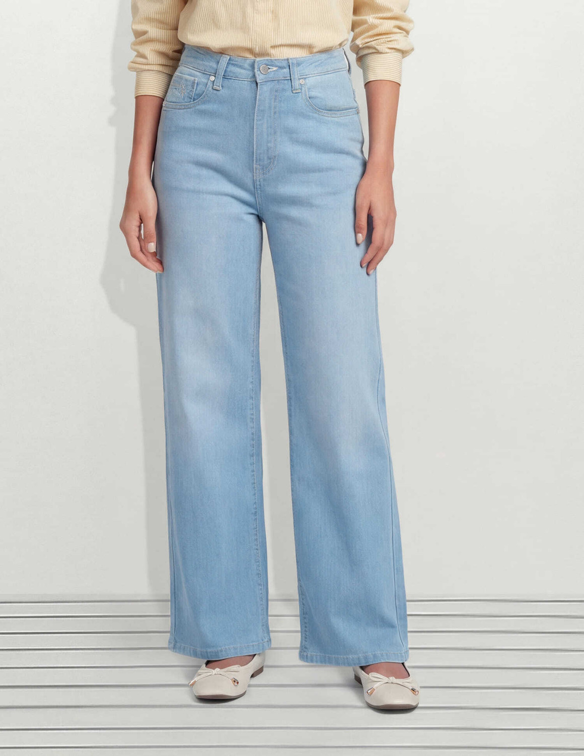 Image of U.S. POLO ASSN. Wide Leg Women Blue Jeans