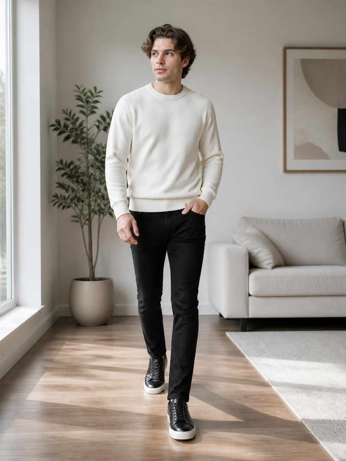 Image of PETER ENGLAND Men Relaxed Fit Mid Rise Black Jeans