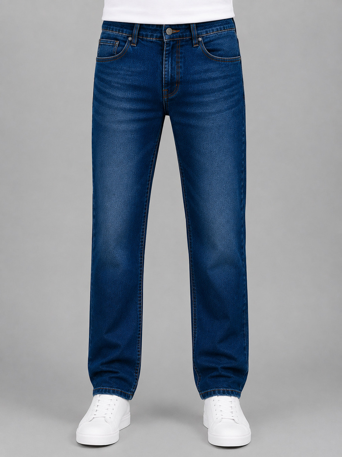 Image of NUMERO UNO Men Slim Mid Rise Blue Jeans
