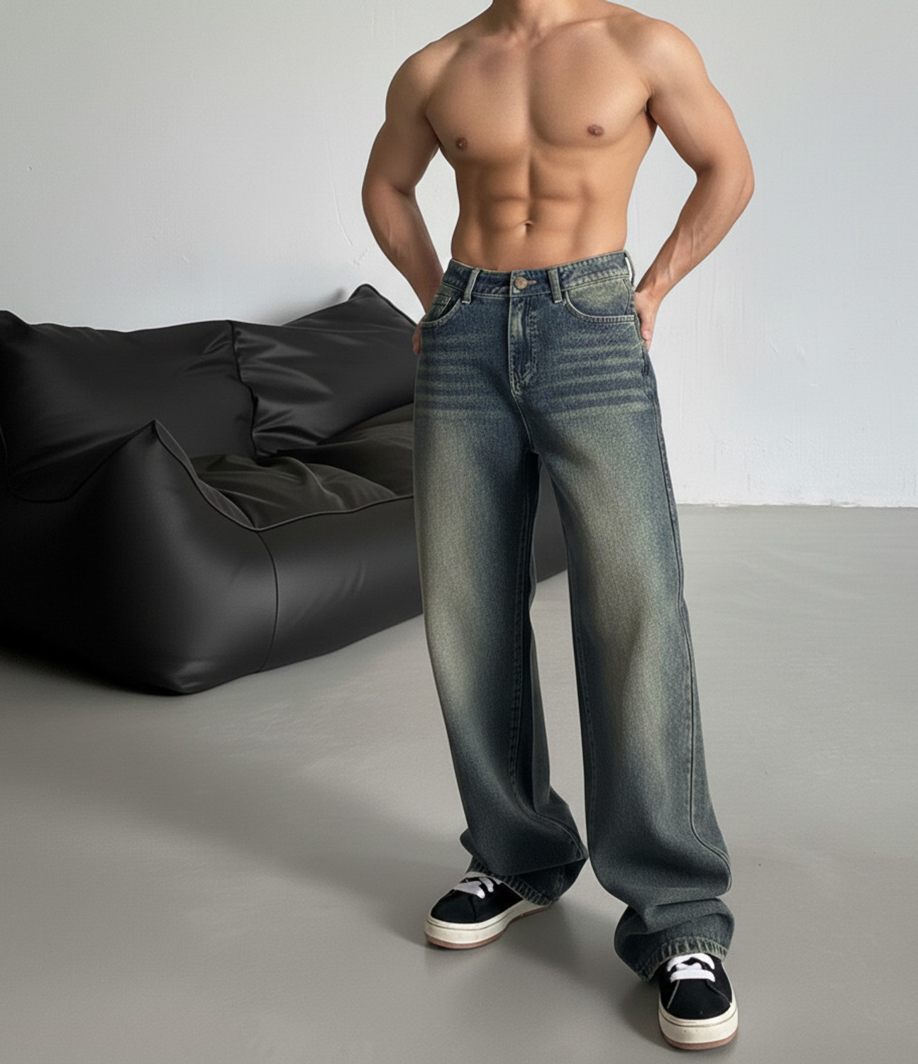 Image of FashionForward Straight Fit Men Dark Green Jeans