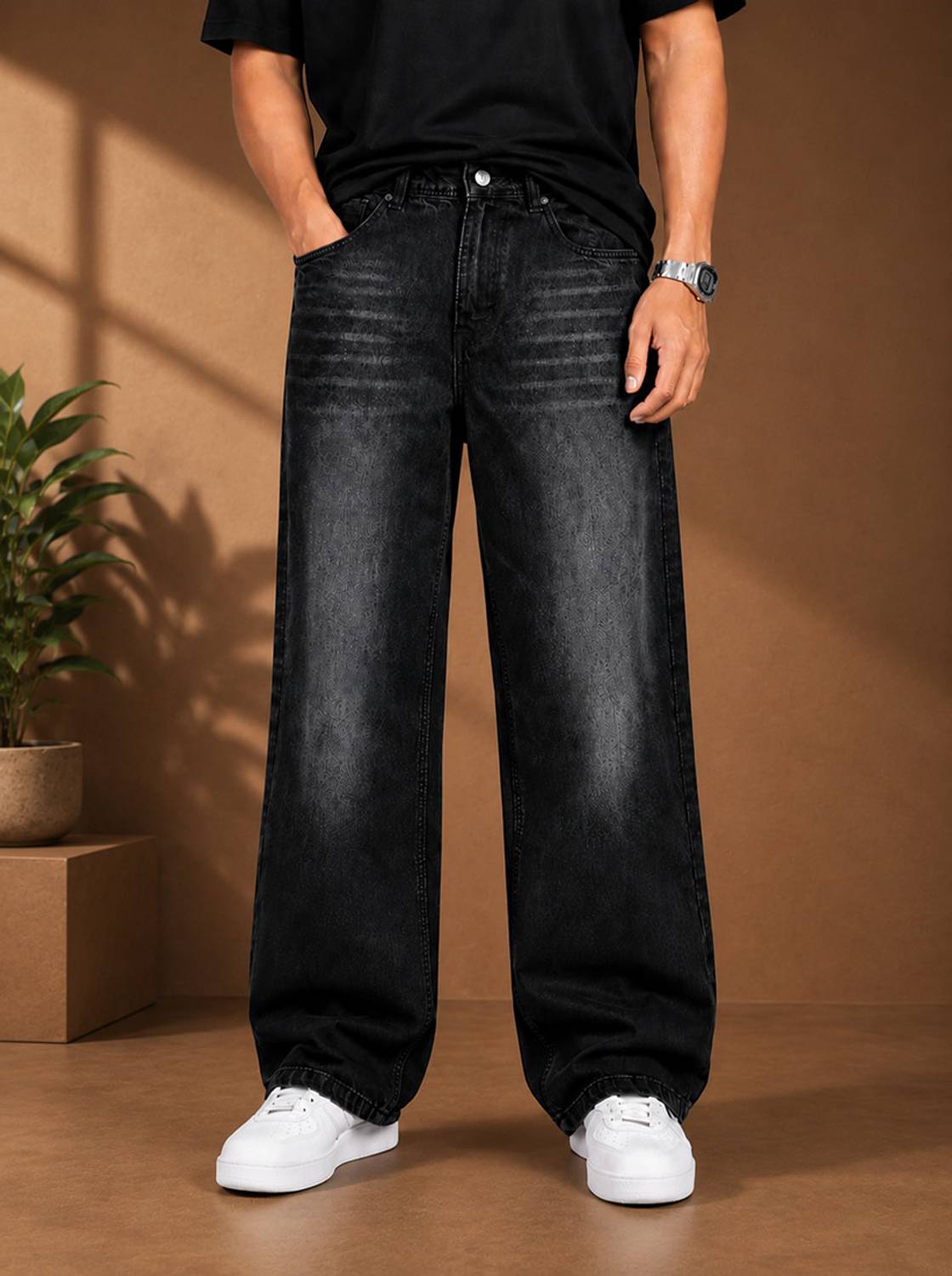 BLACK REY Straight Fit Black Jeans - Image 1