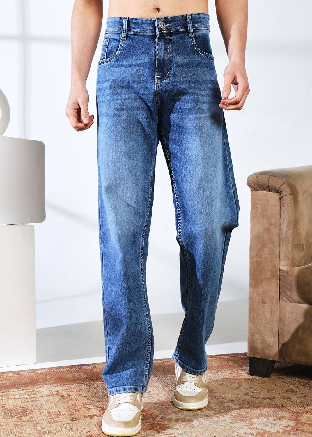 DENIM LOOK Relaxed Fit Men Light Blue Jeans - Image 3