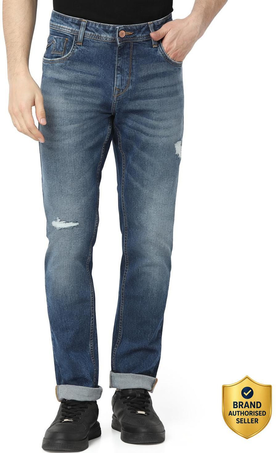 Image of Spykar Men Slim Low Rise Blue Jeans