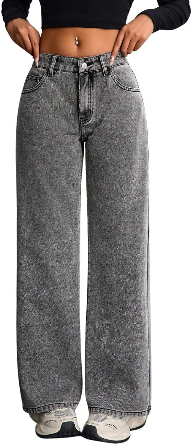 Image of HOC Baggy Fit Women Grey Jeans