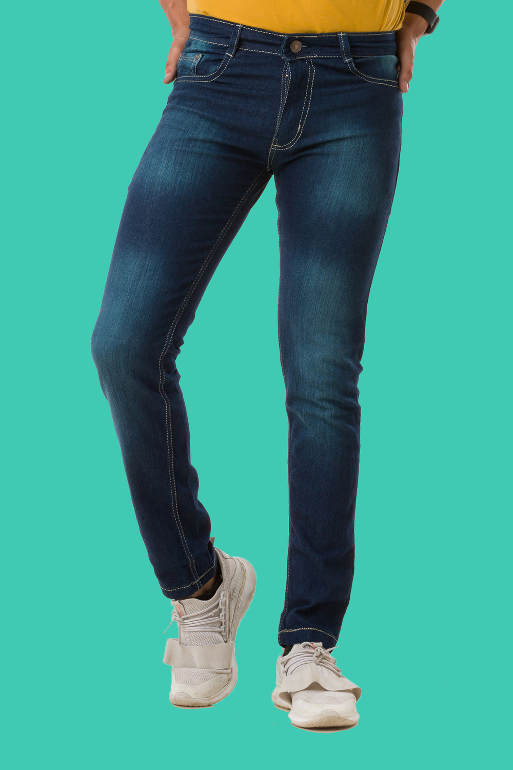 Image of METRONAUT Men Slim Mid Rise Green Jeans