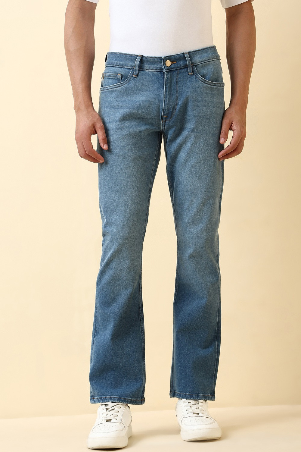 Image of Allen Solly Boot-Leg Men Blue Jeans