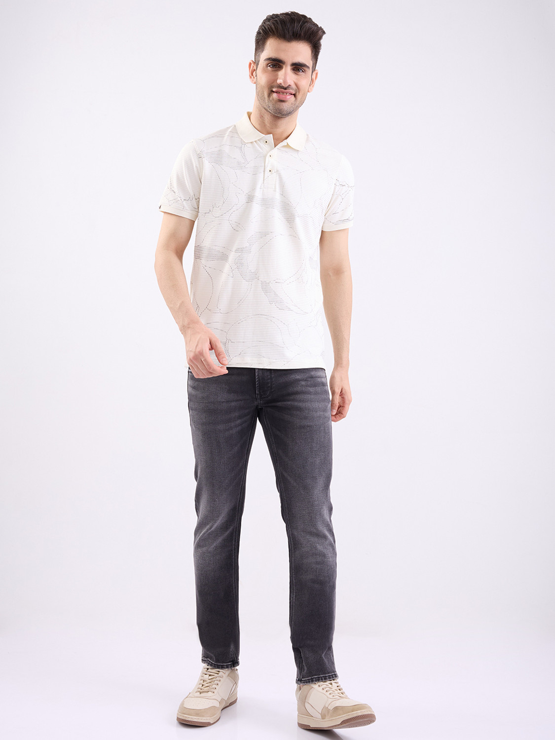 Image of Spykar Regular Men Grey Jeans
