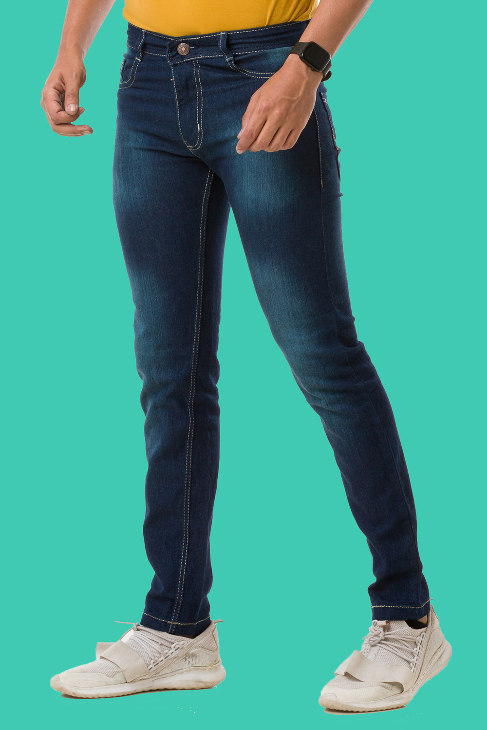 Image of METRONAUT Men Slim Mid Rise Green Jeans