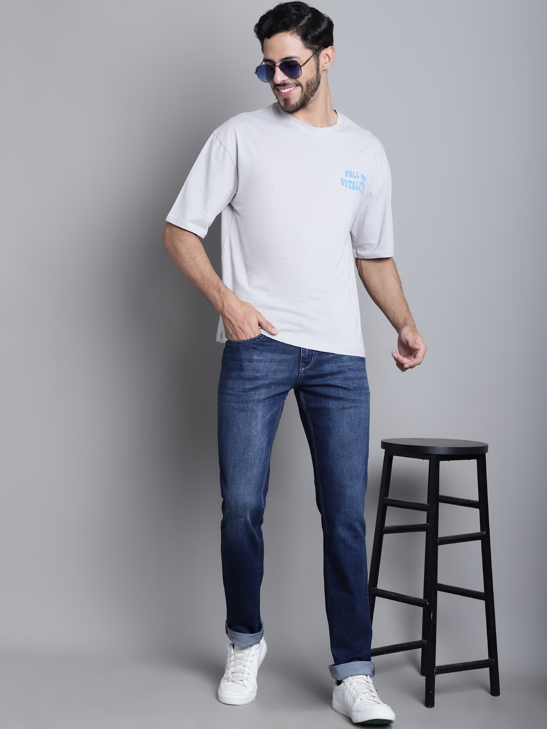 Image of CANTABIL Regular Men Dark Blue Jeans