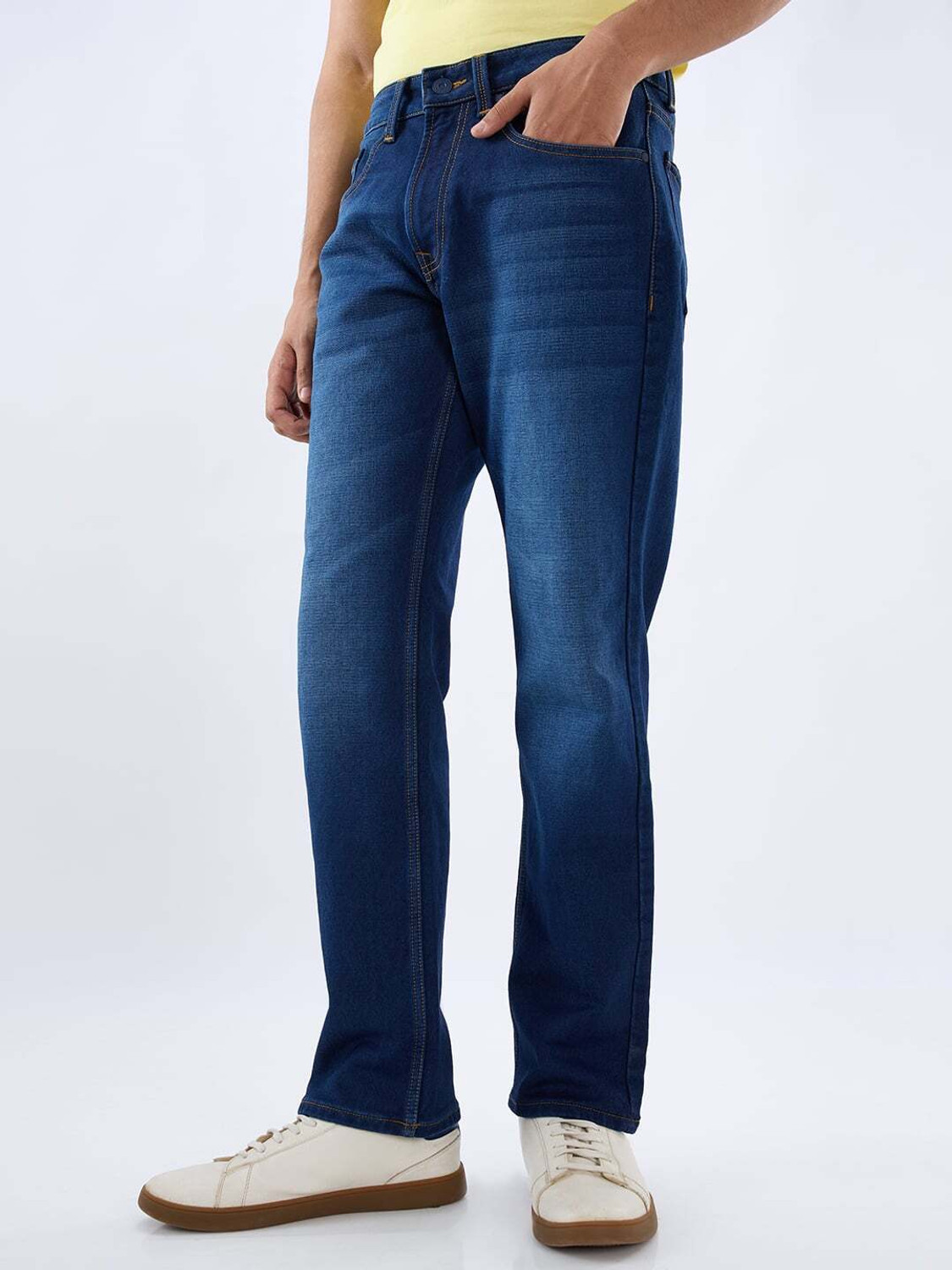 Image of Spykar Relaxed Fit Men Dark Blue Jeans