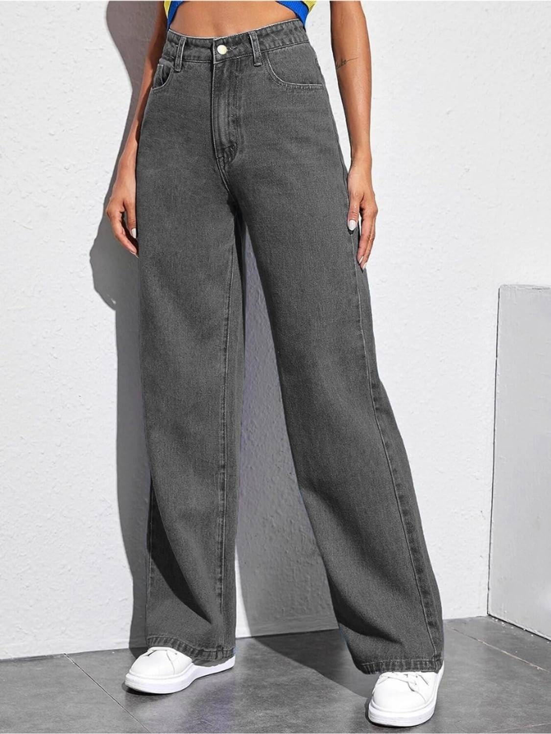 Image of Crazeis Loose Fit Women Grey Jeans