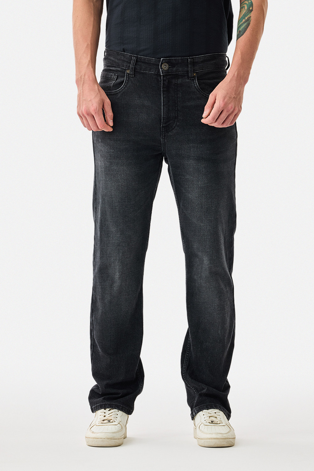 Image of Snitch Straight Fit Men Dark Grey Jeans
