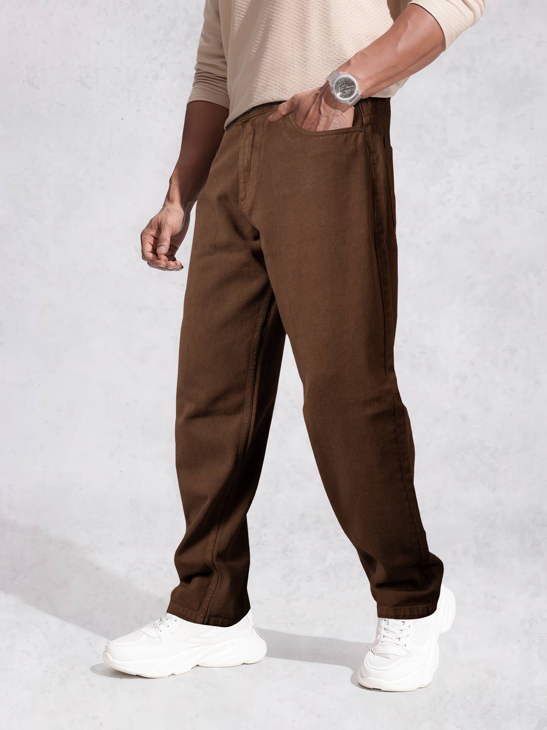 JUST BLACK Loose Fit Men Brown Jeans