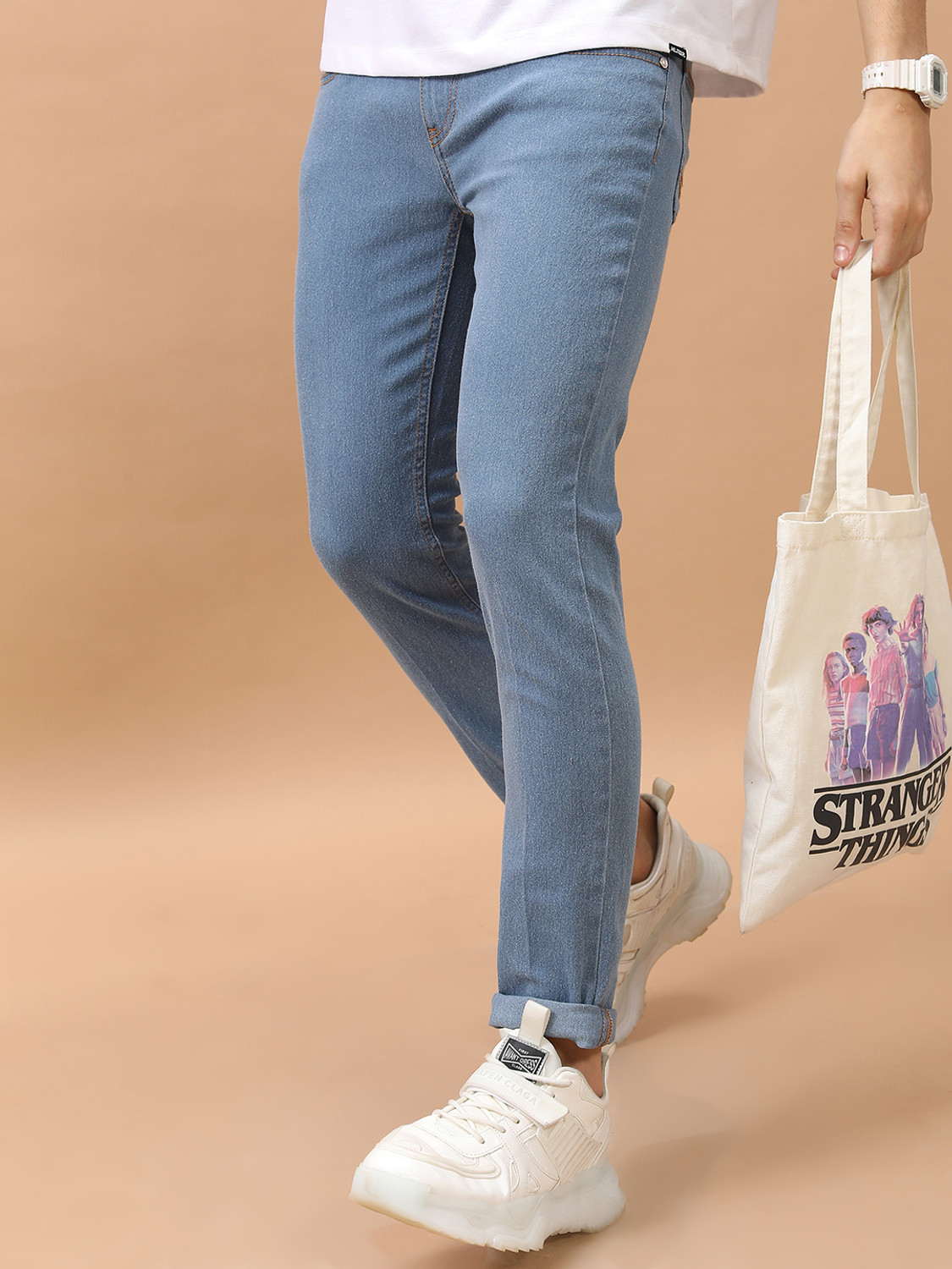 Image of HIGHLANDER Men Skinny Mid Rise Light Blue Jeans