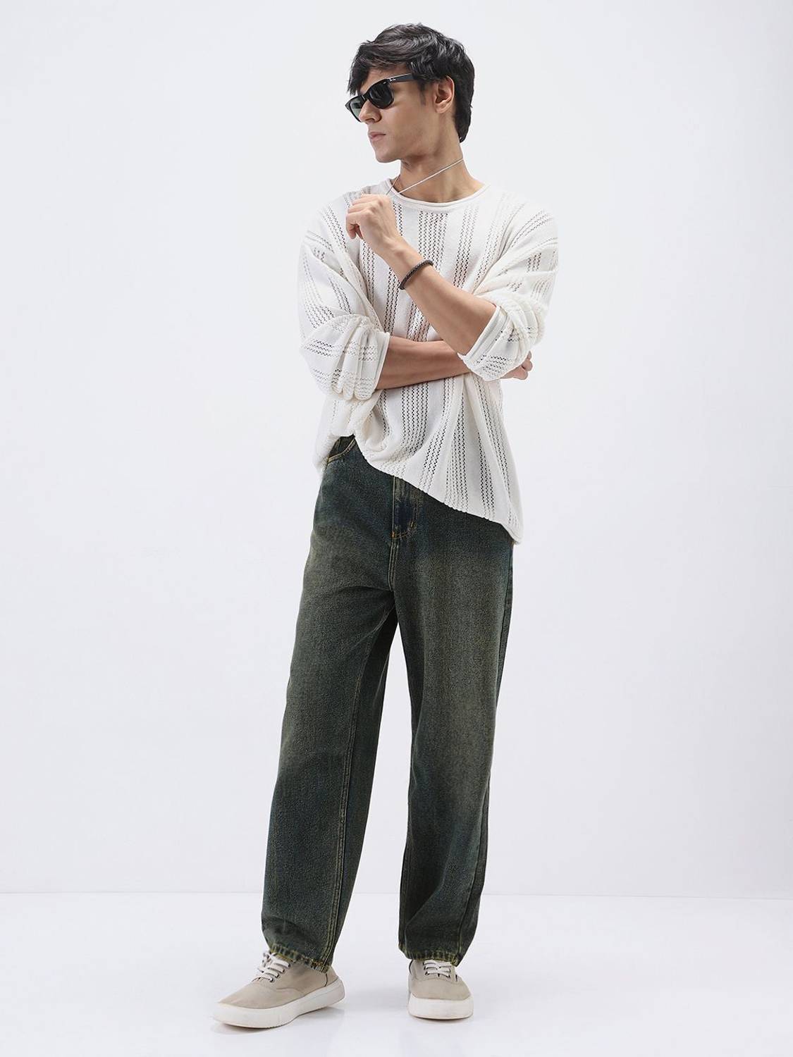 Urbano Men Dark Green Loose Fit Jeans - Image 4