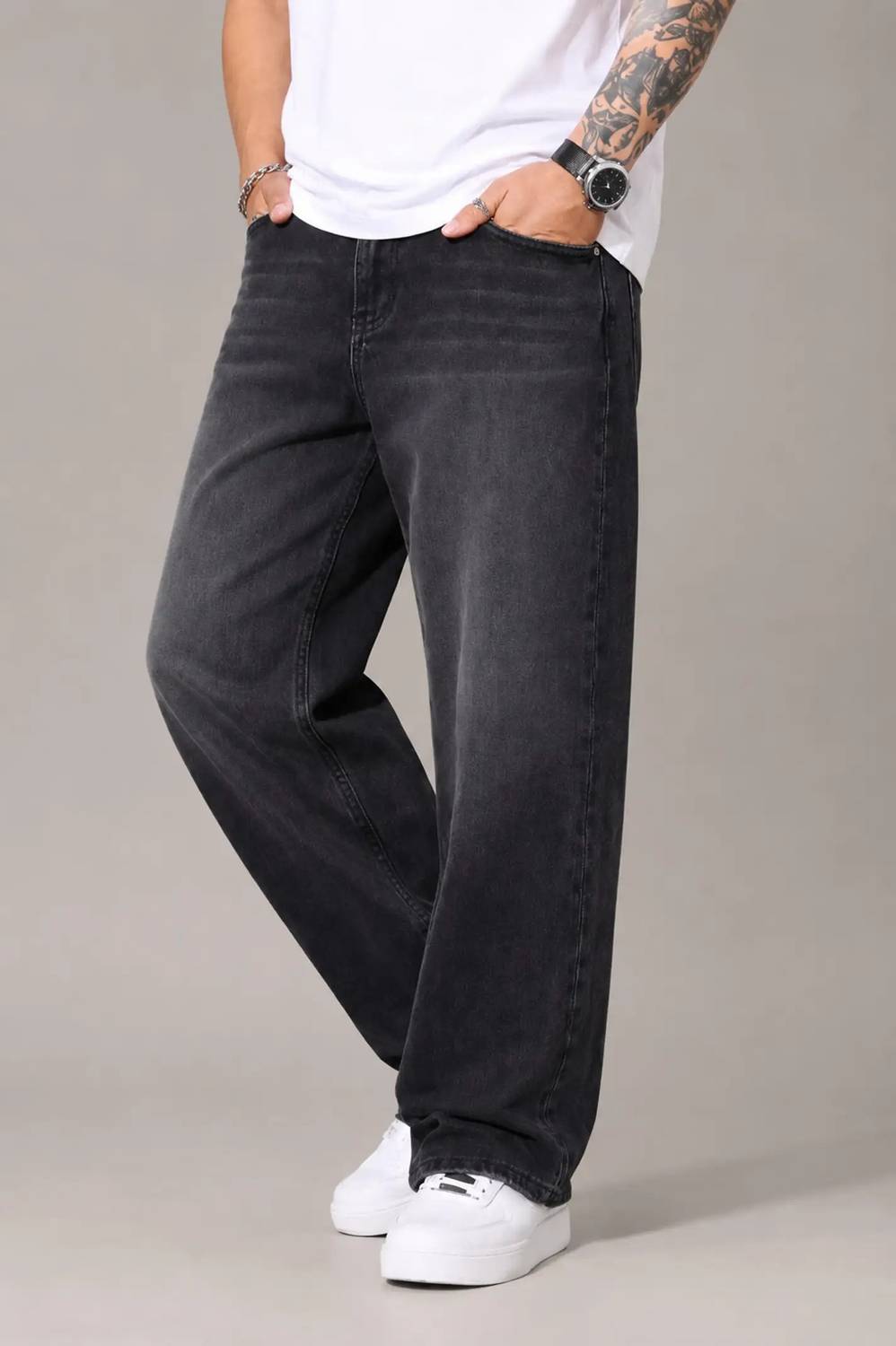 DENWOX Straight Fit Dark Grey Jeans