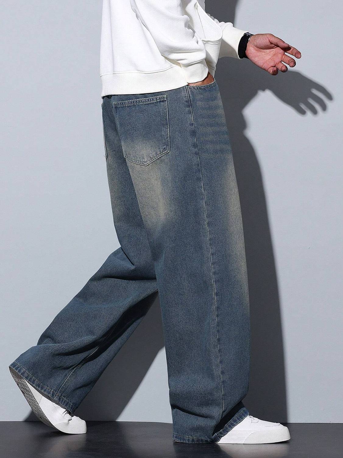 YAMEETFIT Baggy Fit Men Light Green Jeans - Image 3