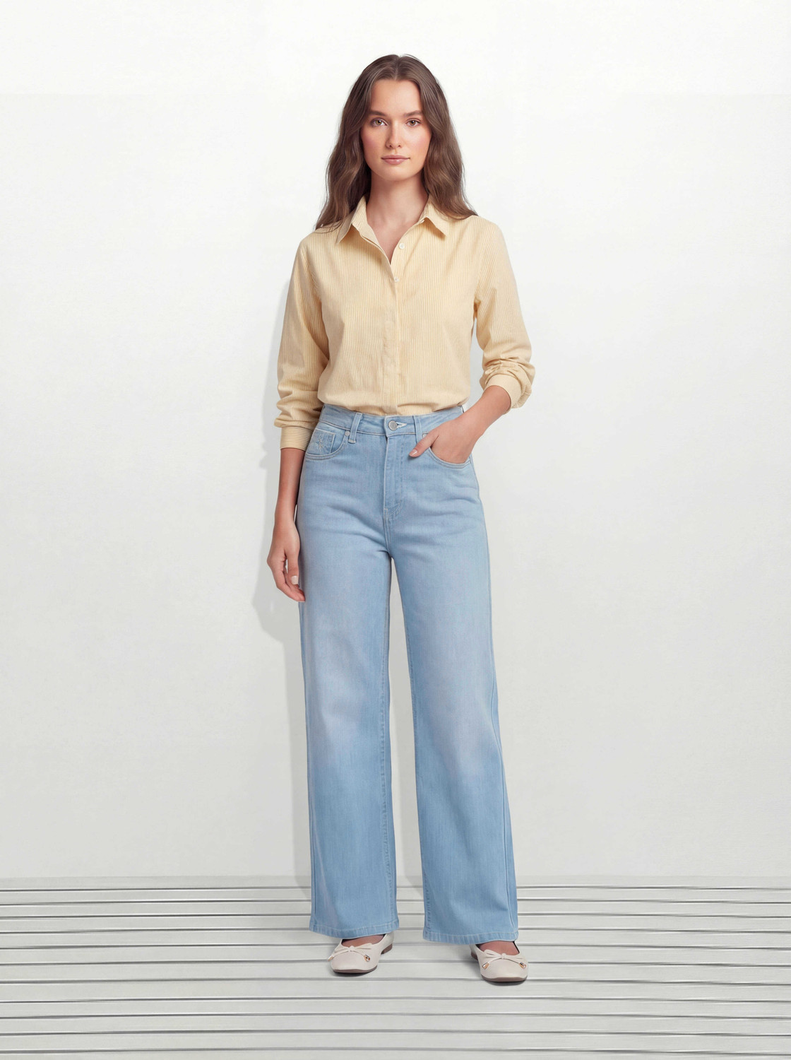 Image of U.S. POLO ASSN. Wide Leg Women Blue Jeans