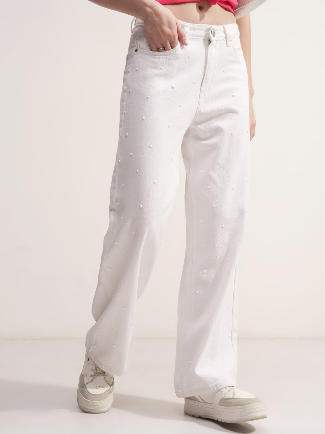 Image of Tokyo Talkies Straight Fit Women White Jeans