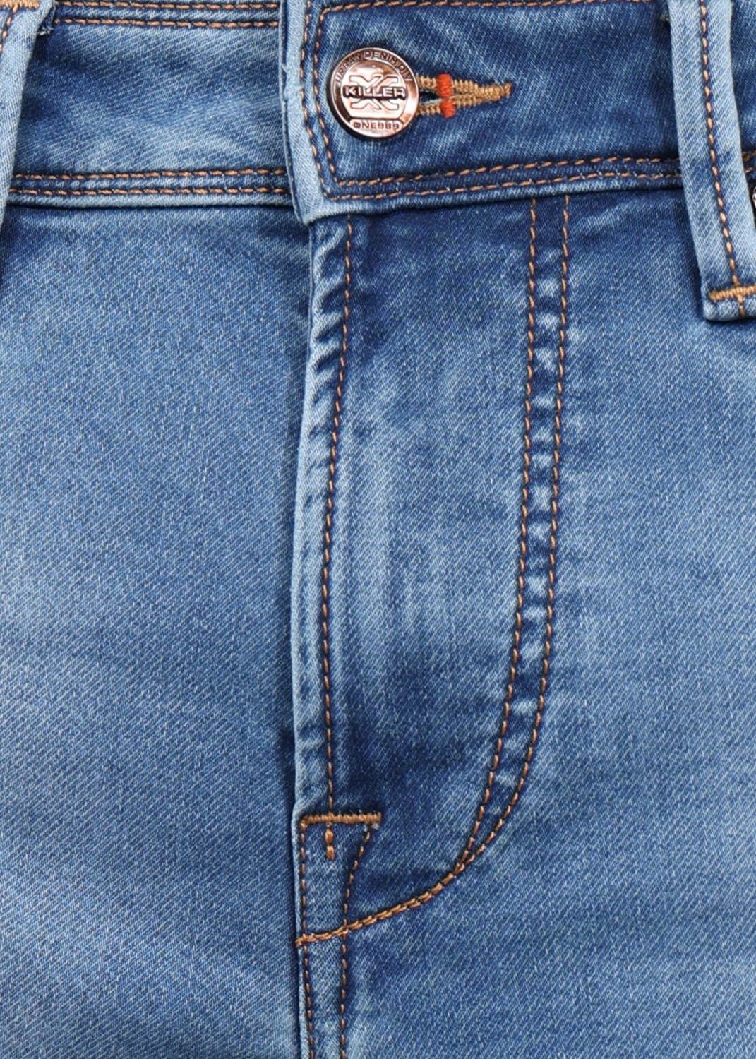 Image of KILLER Men Slim Mid Rise Blue Jeans