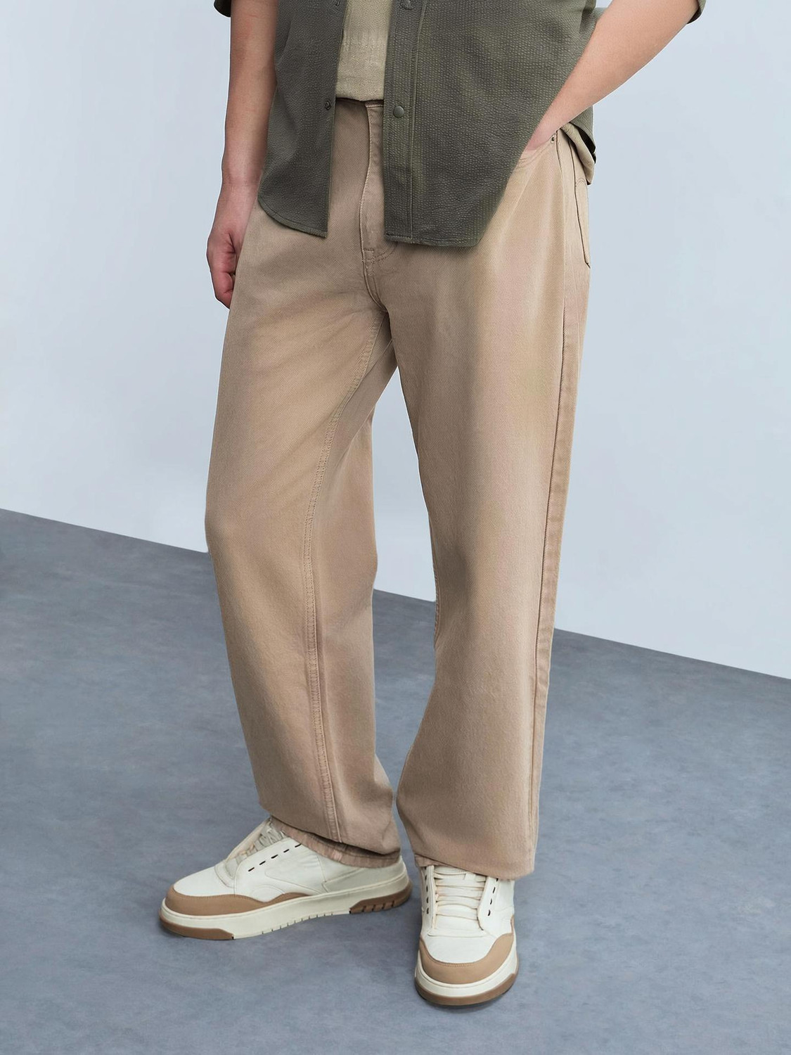 Image of FLYING MACHINE Loose Fit Men Brown Jeans