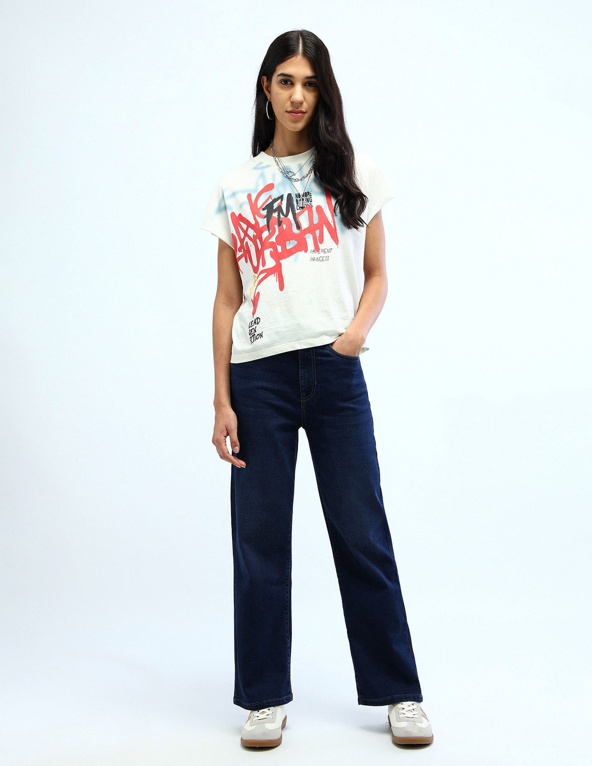 Image of FLYING MACHINE Straight Fit Women Blue Jeans