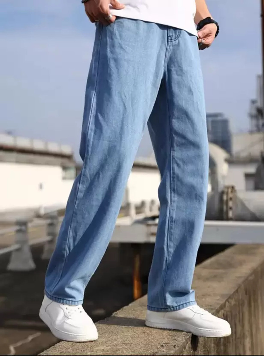 Image of Nalaka Loose Fit Men Light Blue Jeans
