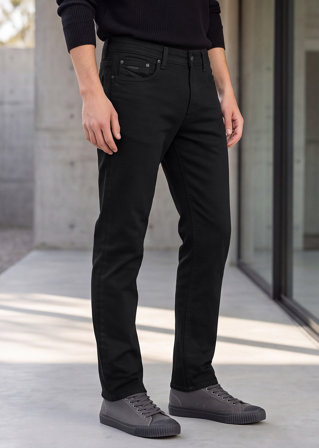 Image of KILLER Men Straight Fit Mid Rise Black Jeans