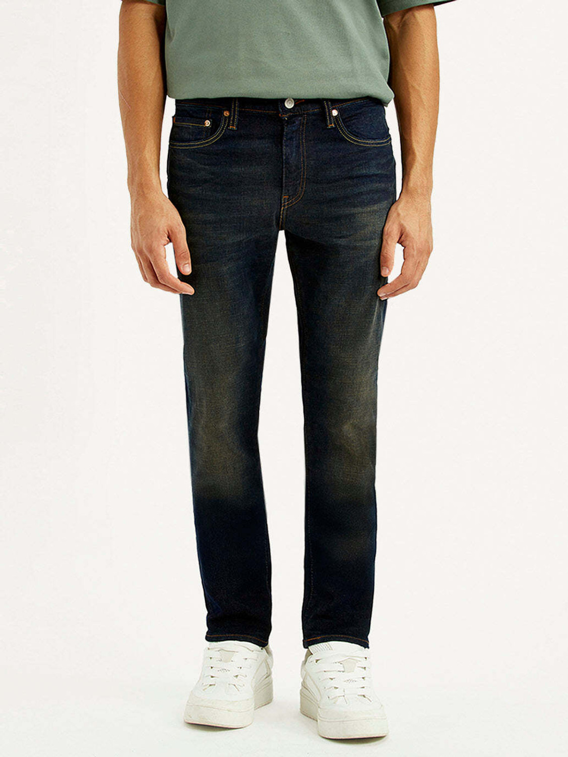 Image of LEVI'S Men Slim Mid Rise Dark Blue Jeans