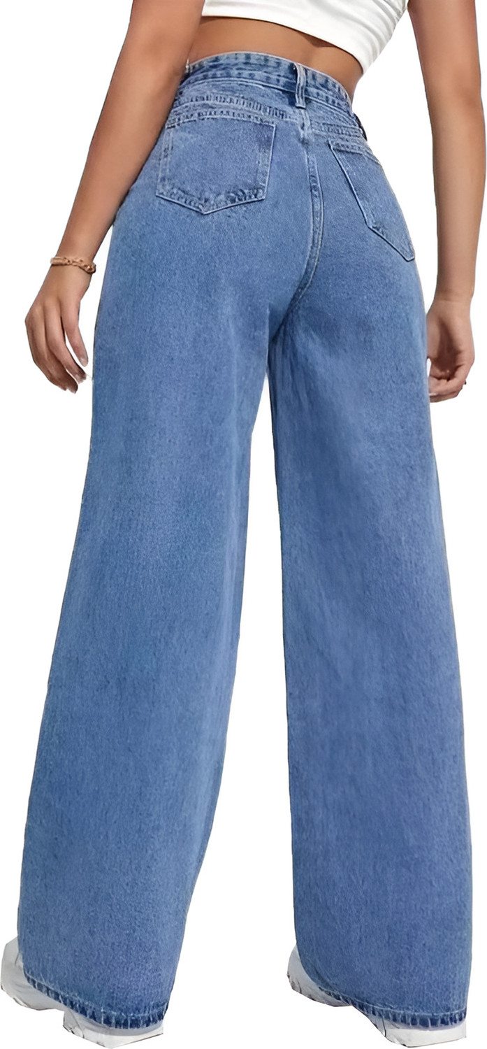 Image of The Rivvrs co Straight Fit Women Blue Jeans