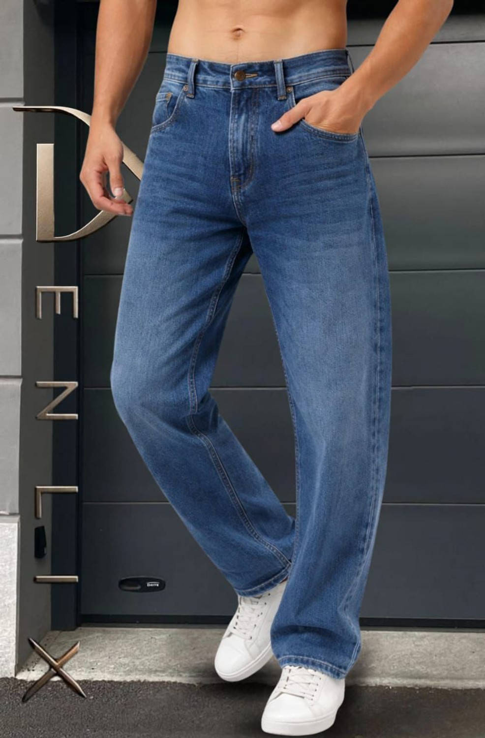 Image of DENLIX Straight Fit Men Blue Jeans