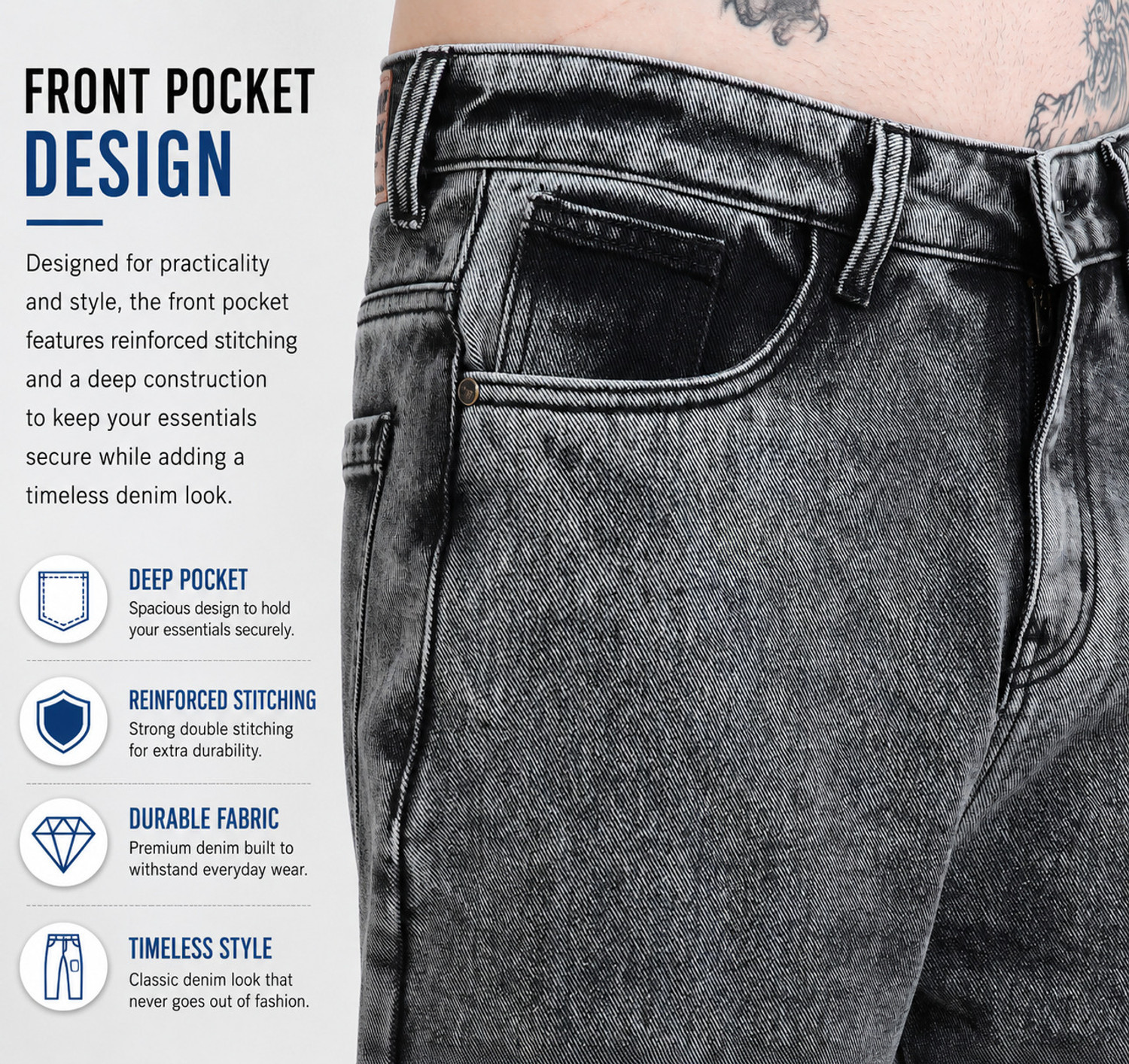 Image of USD Mom Fit Men Grey Jeans
