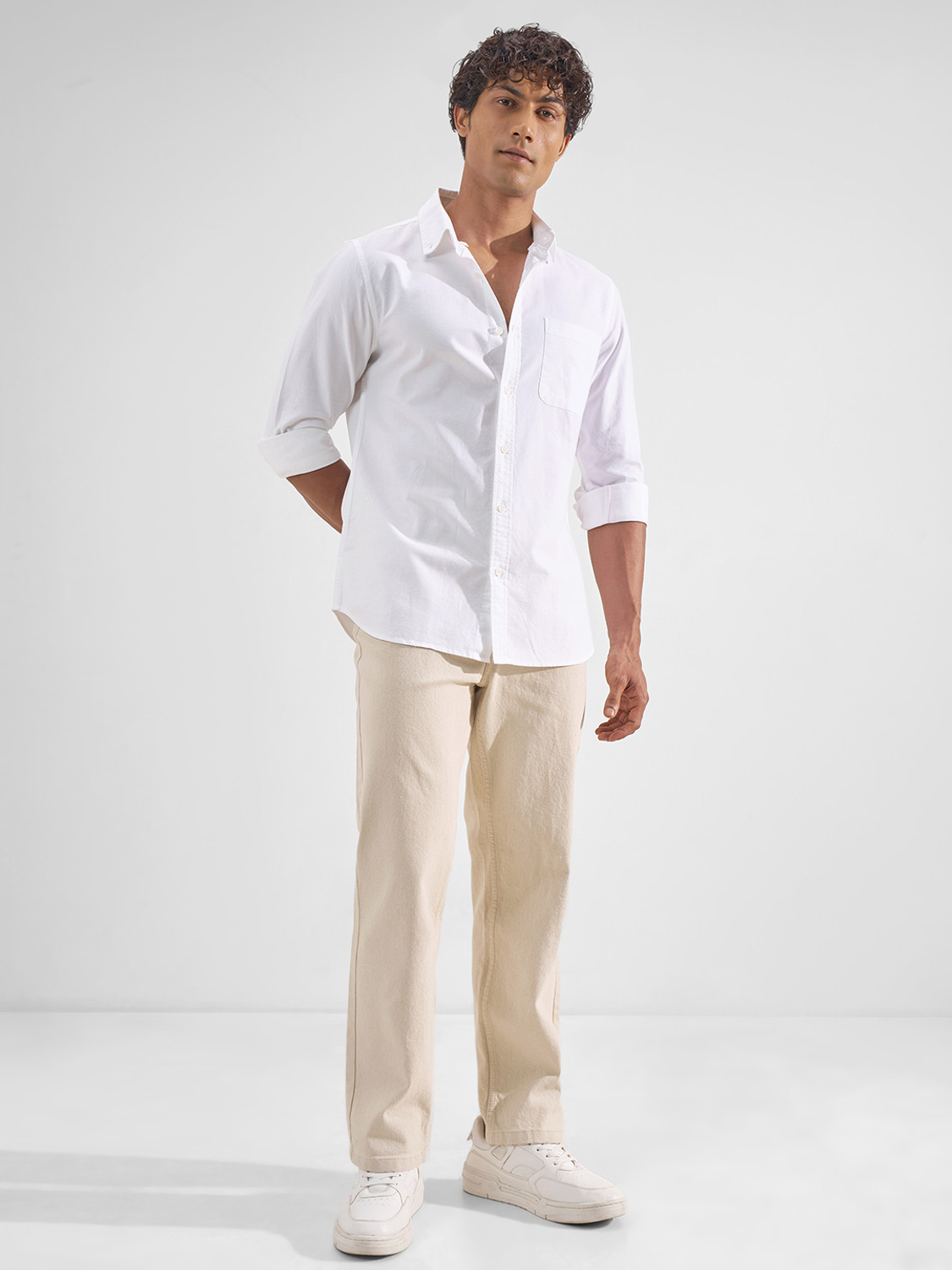 Image of HIGHLANDER Straight Fit Men Beige Jeans
