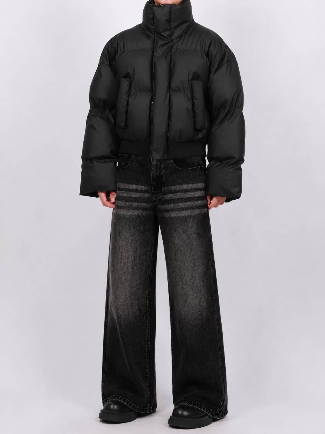 KOTTY Wide Leg Men Black Jeans - Image 5
