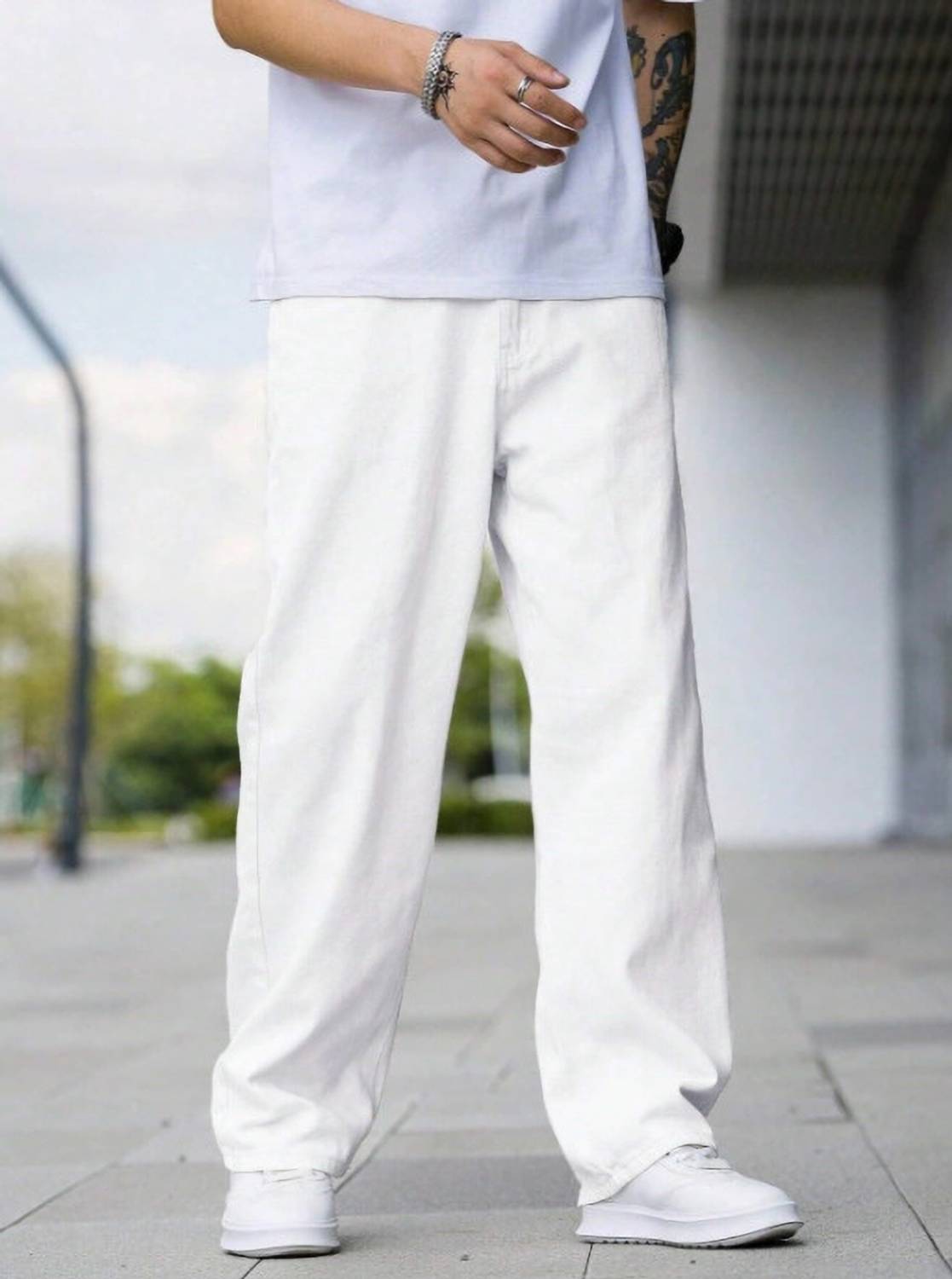 moda star Baggy Fit Men White Jeans - Image 4