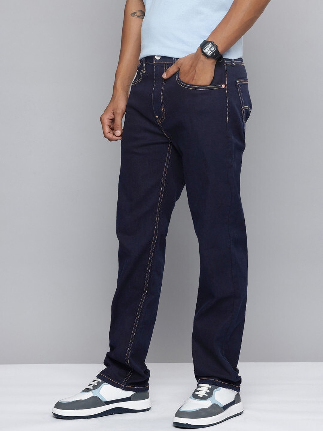 Image of LEVI'S Straight Fit Men Dark Blue Jeans