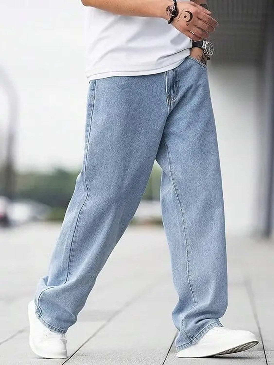 Image of vura Loose Fit Men Light Blue Jeans
