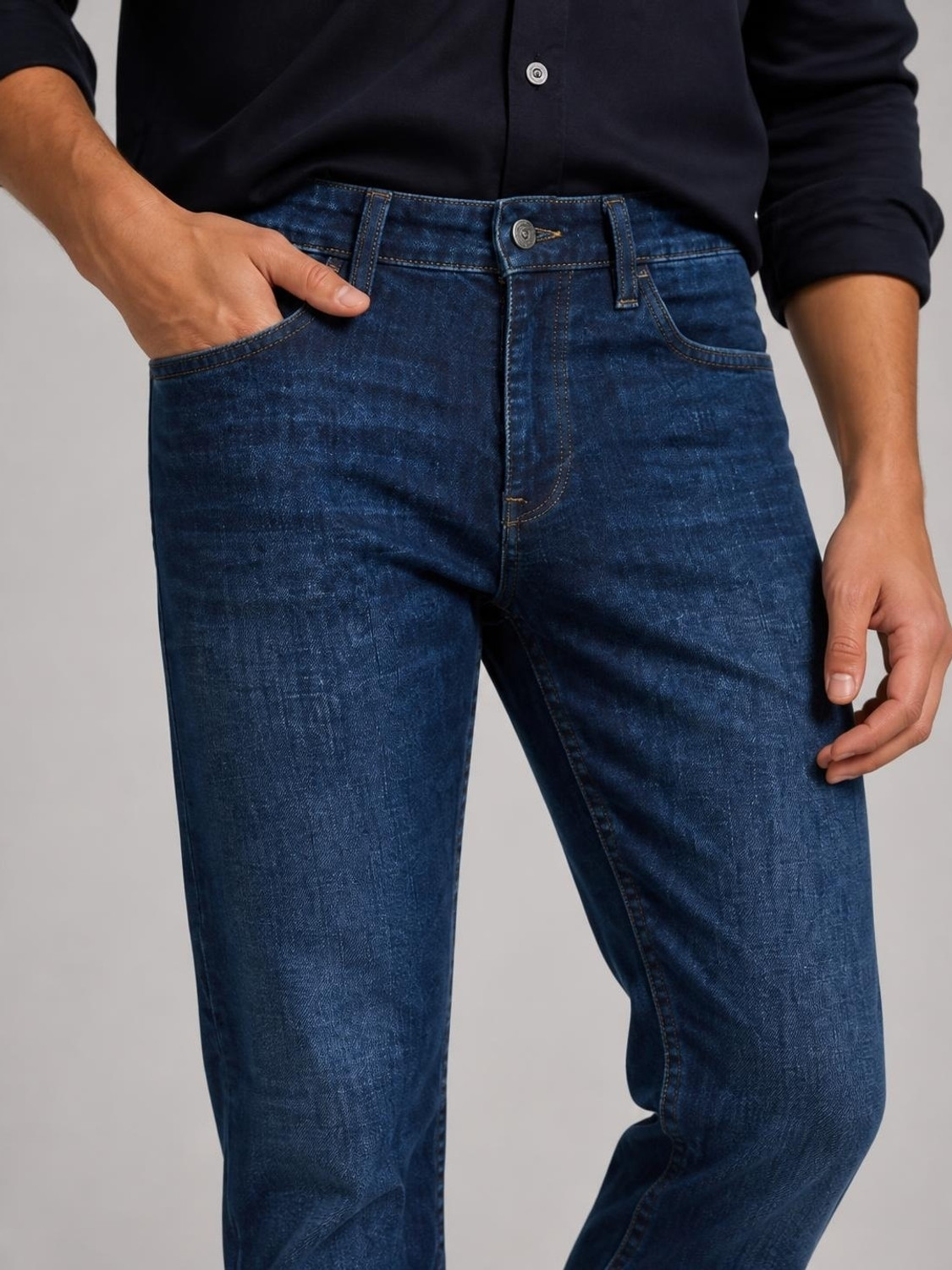 Image of Allen Solly Men Regular Mid Rise Blue Jeans