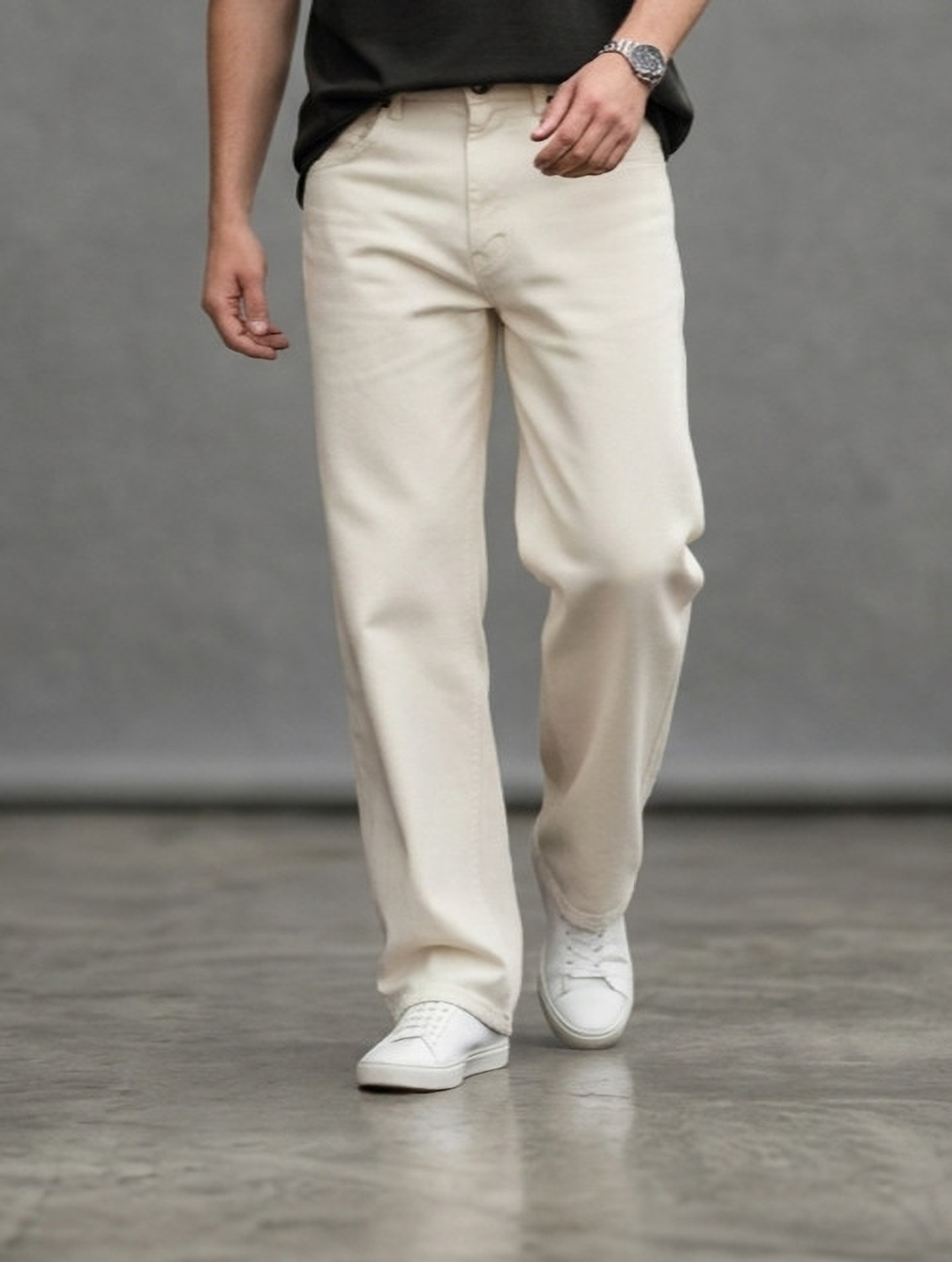 Image of MISTERFREEDOM Straight Fit Men Beige Jeans