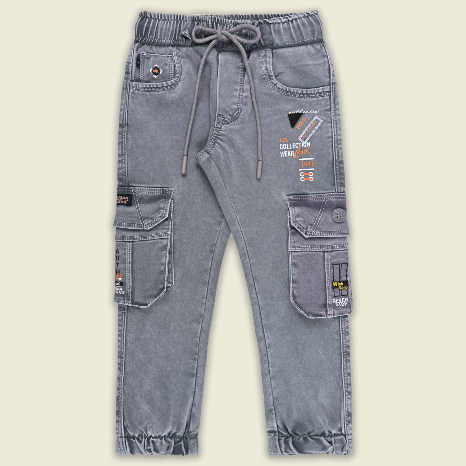 Image of Wishkaro Jogger Fit Boys Grey Jeans